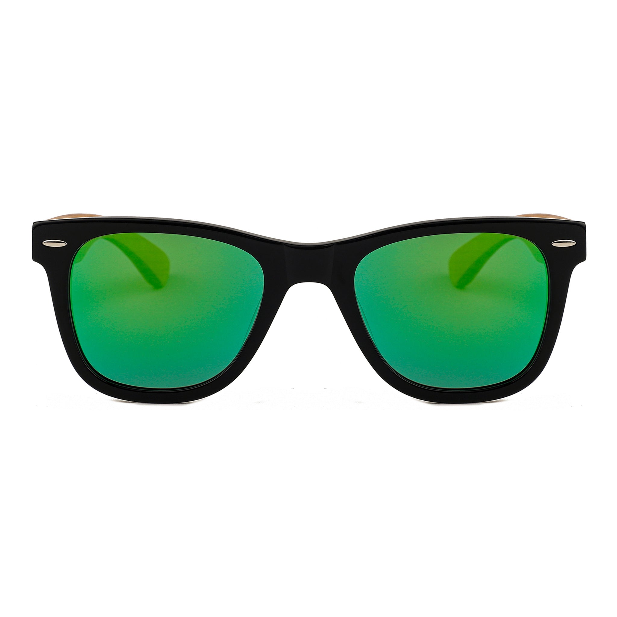 Explorer - Bamboo Wood & Green Mirror Lenses