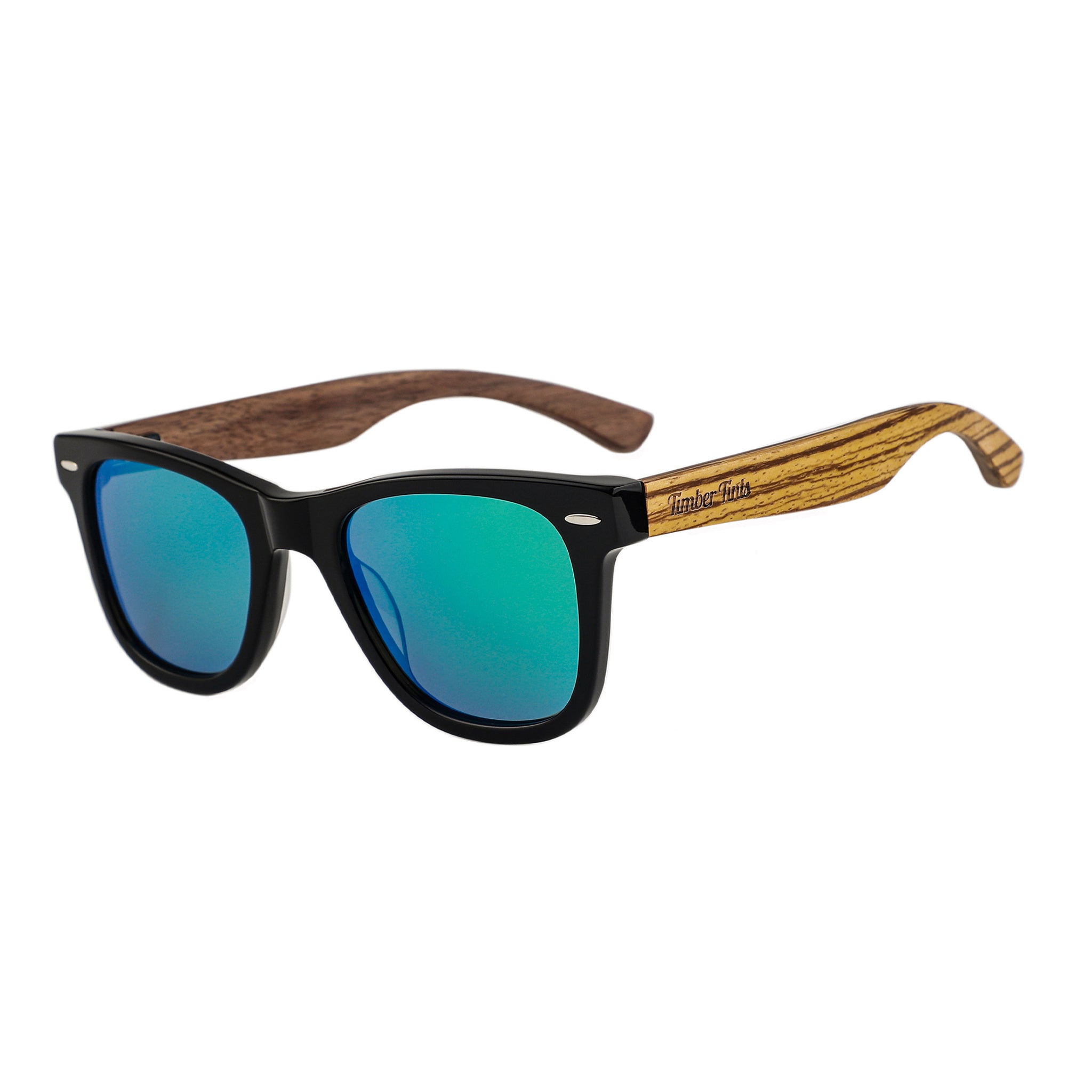 Explorer - Zebra Wood & Green Mirror Lenses