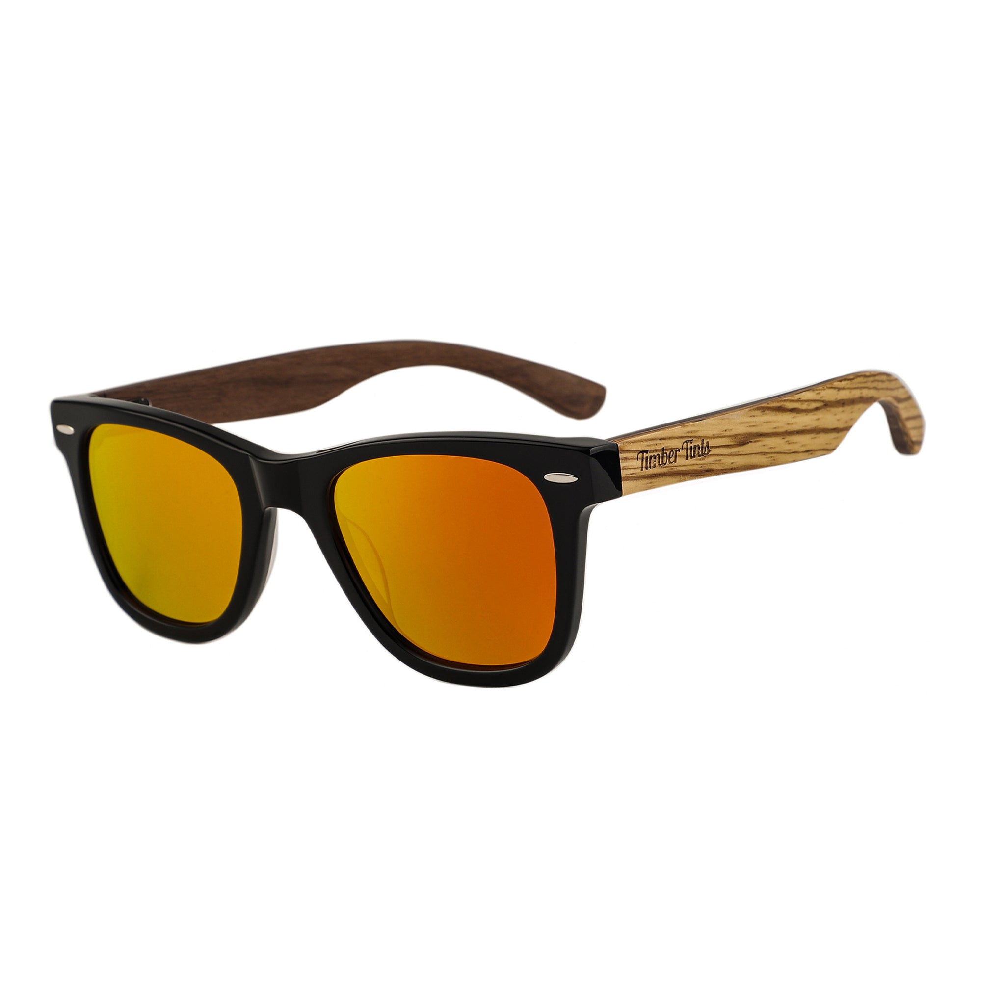 Explorer - Zebra Wood & Red Mirror Lenses