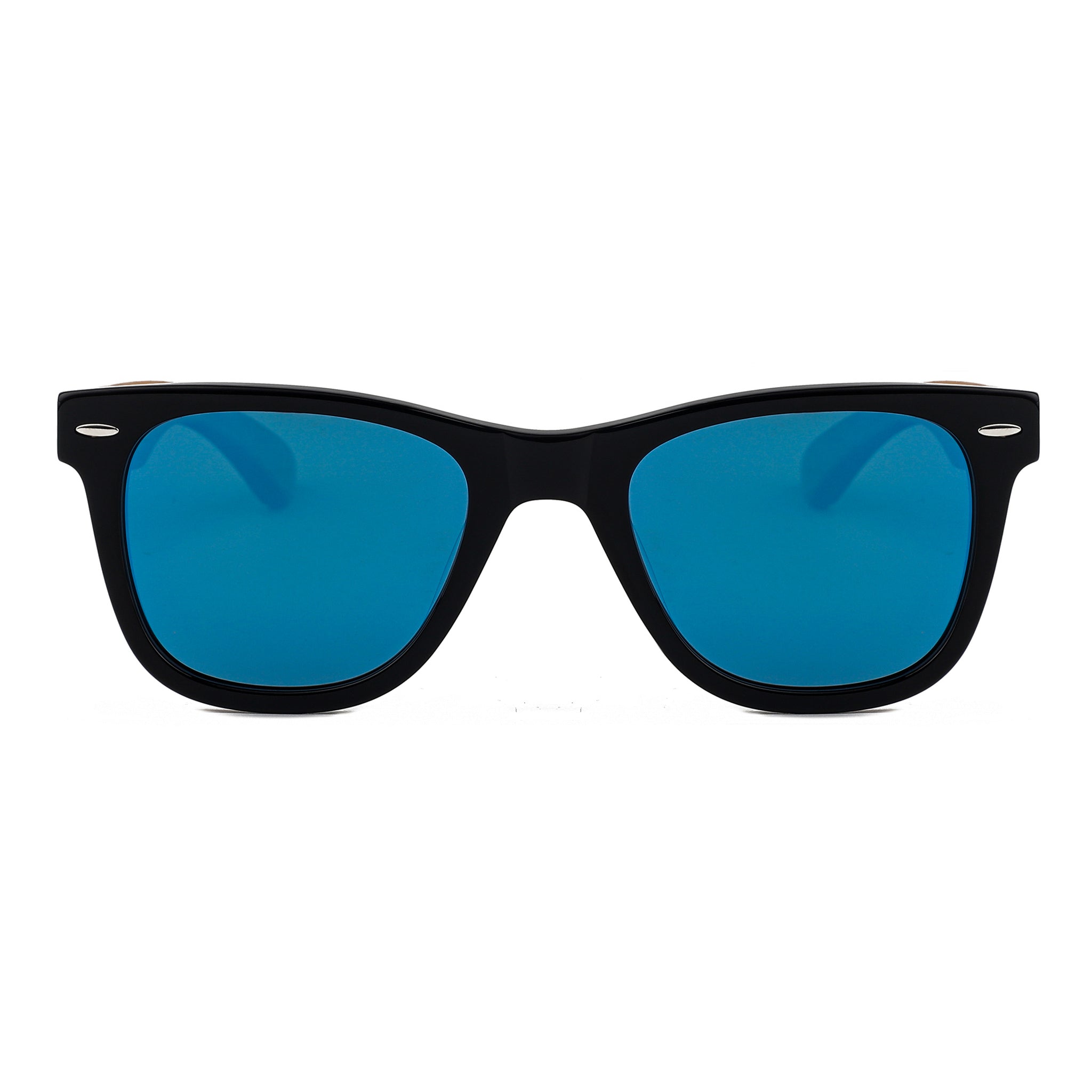 Explorer - Bamboo Wood & Blue Mirror Lenses