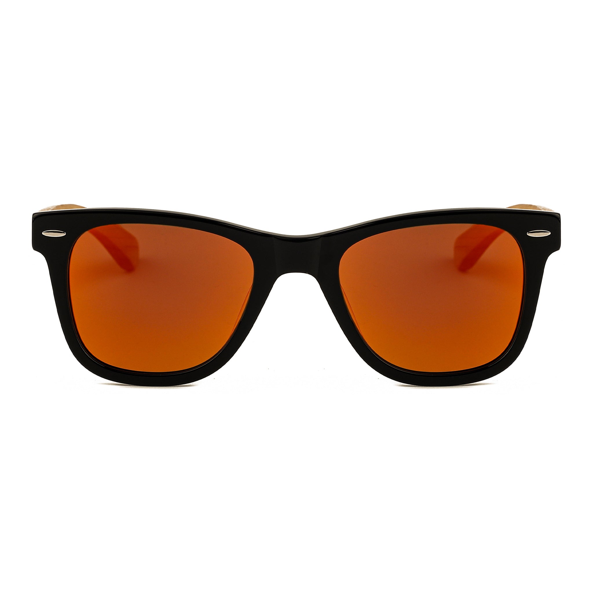 Explorer - Bamboo Wood & Red Mirror Lenses