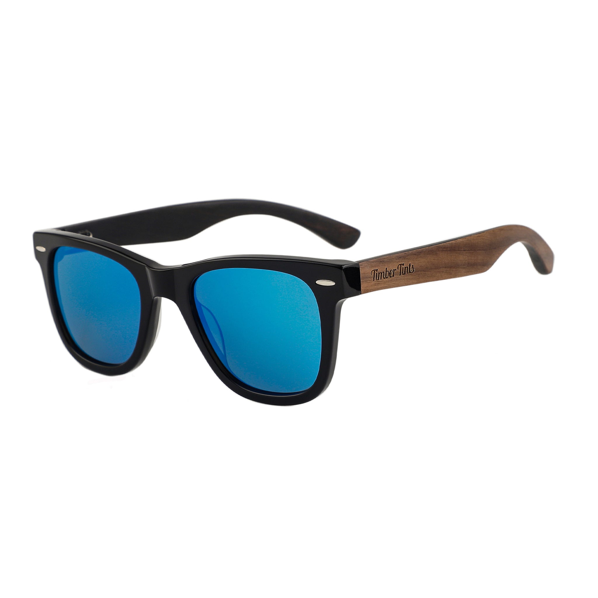 Explorer - Walnut Wood & Blue Mirror Lenses