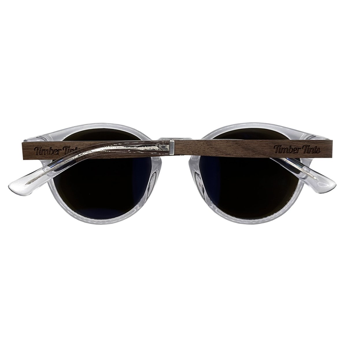 Timber Tints | Midtown Clear - Walnut Wood & Blue Mirror Lenses